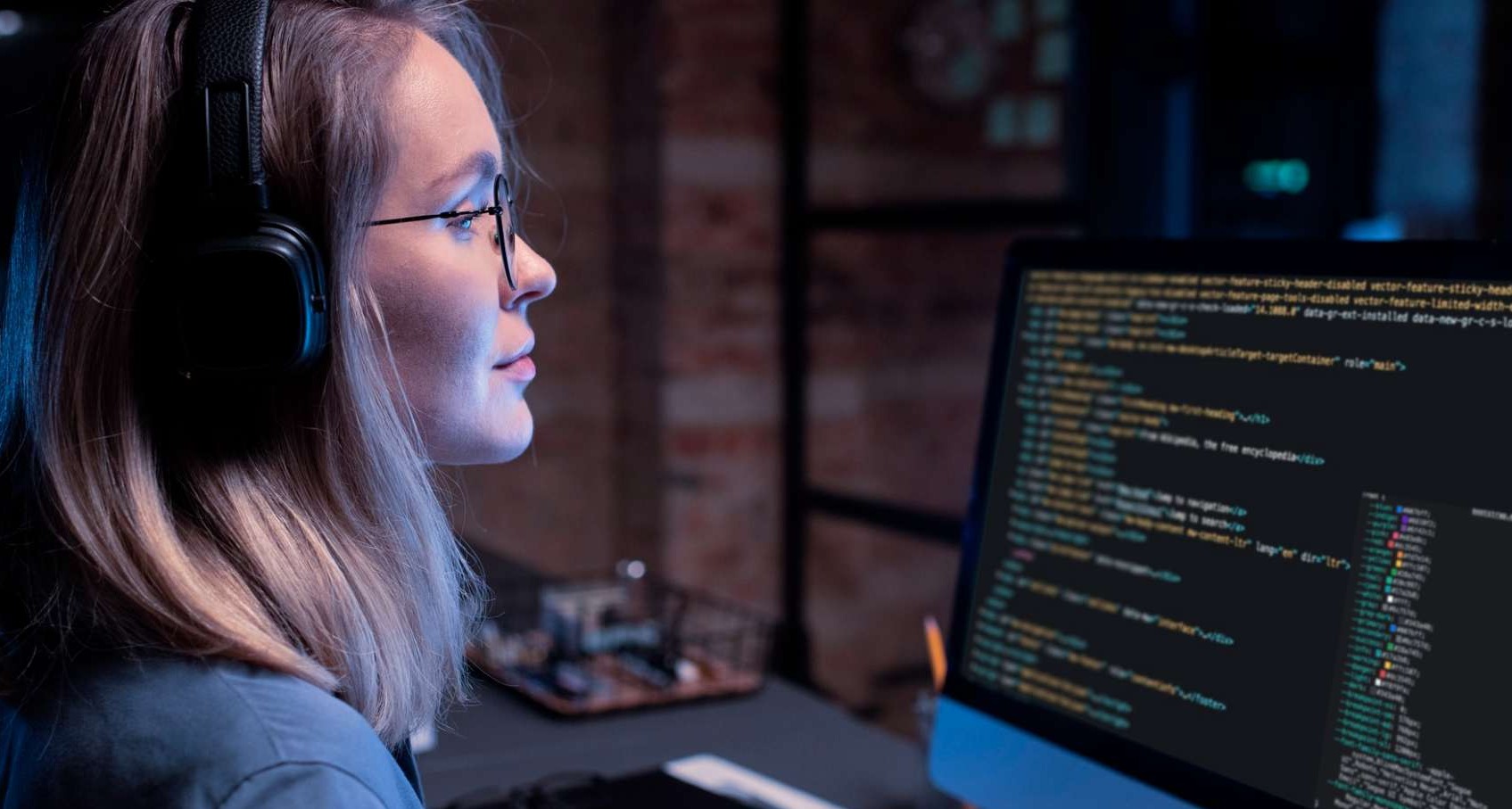 Chica programando código