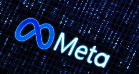 Logotipo de Meta sobre fondo de metadatos