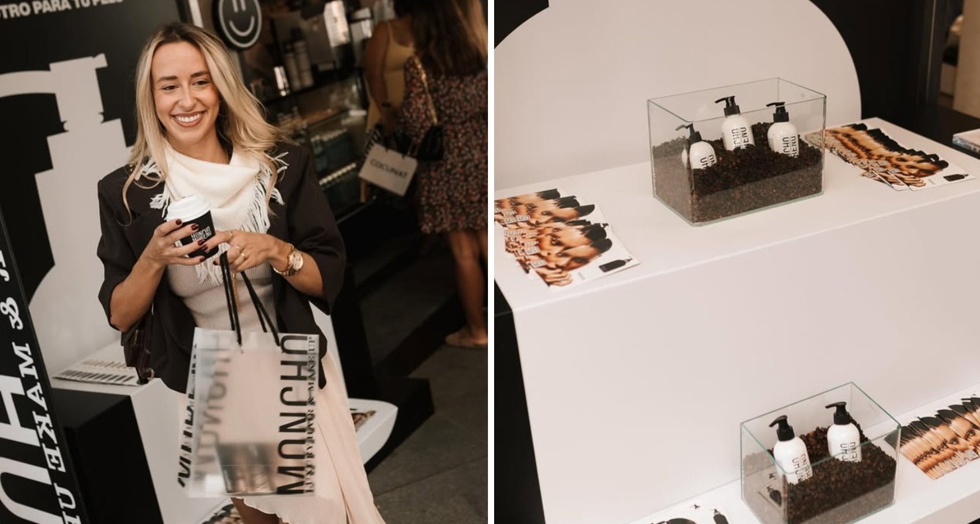 Café para ti y para tu pelo: así se ha promocionado este champú en los quioscos de GoodNews Botellas de champú en un stand en un quiosco