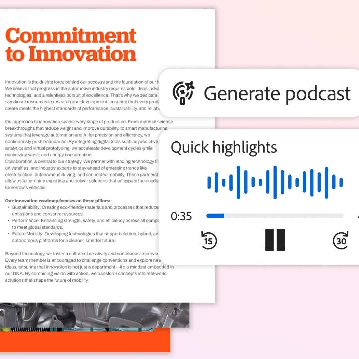 La interfaz de Adobe Acrobat para convertir un documento PDF en un podcast