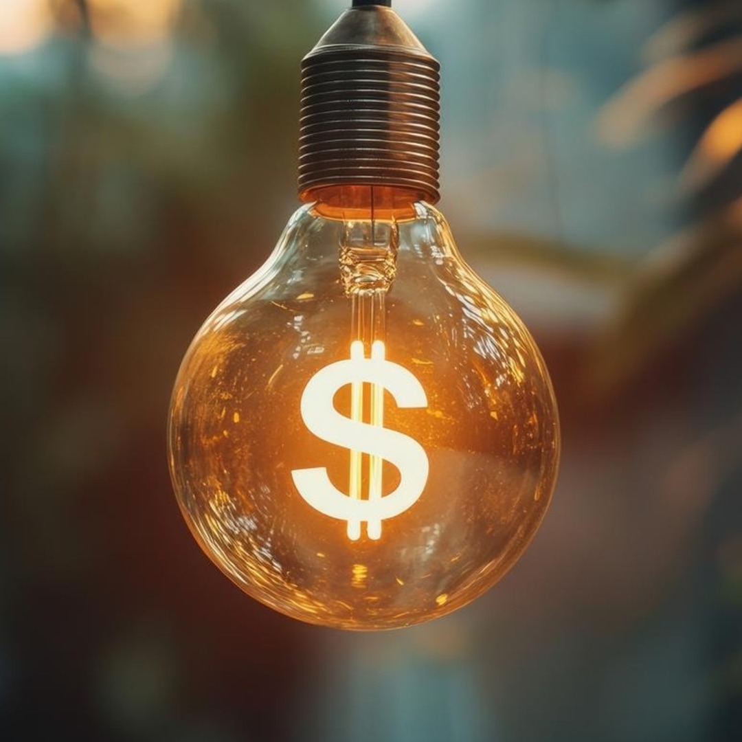 Bombilla con símbolo del dólar