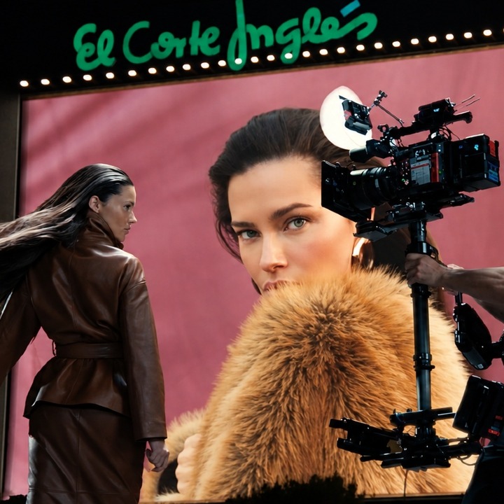 Adriana Lima girándose hacia un operador de cámara
