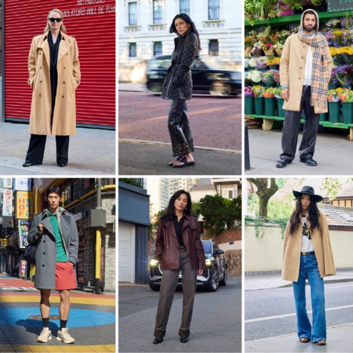 Una cuadrícula que muestra a 10 personas vistiendo de Burberry en la calle