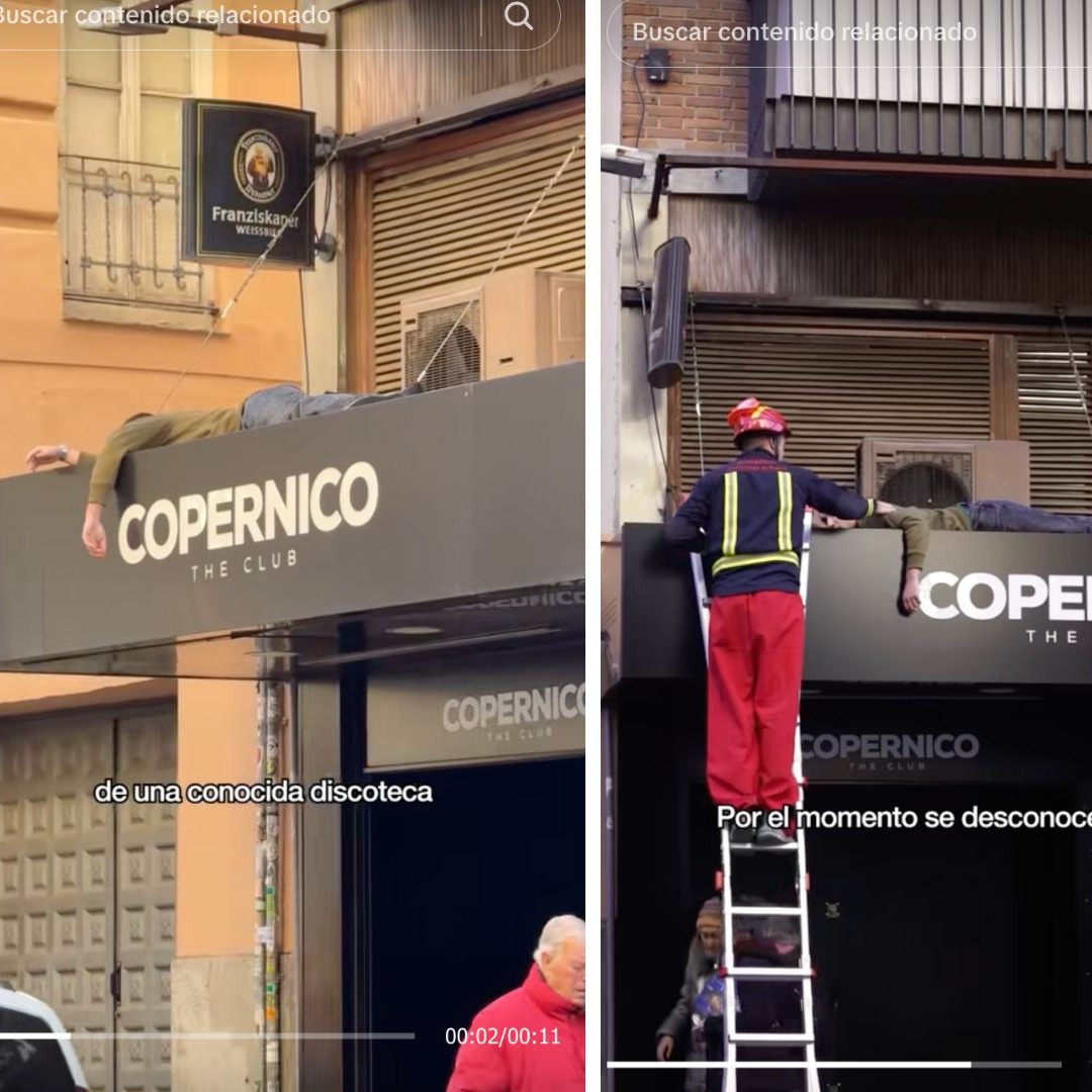 Bomberos desalojan a un chico durmiendo en la fachada de una discoteca