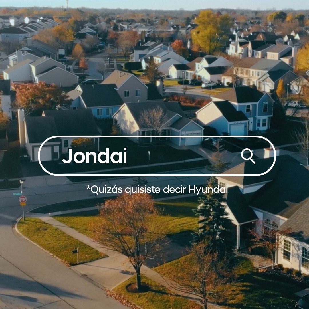 Barra de búsqueda con el término "Jondai" sobre un plano de un vecindario con casas unifamiliares