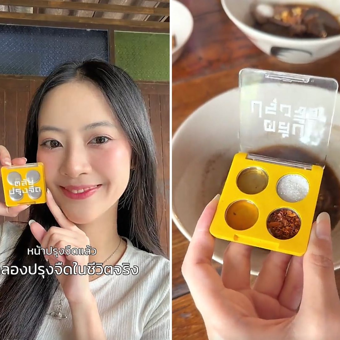Influencer con paleta de condimentos