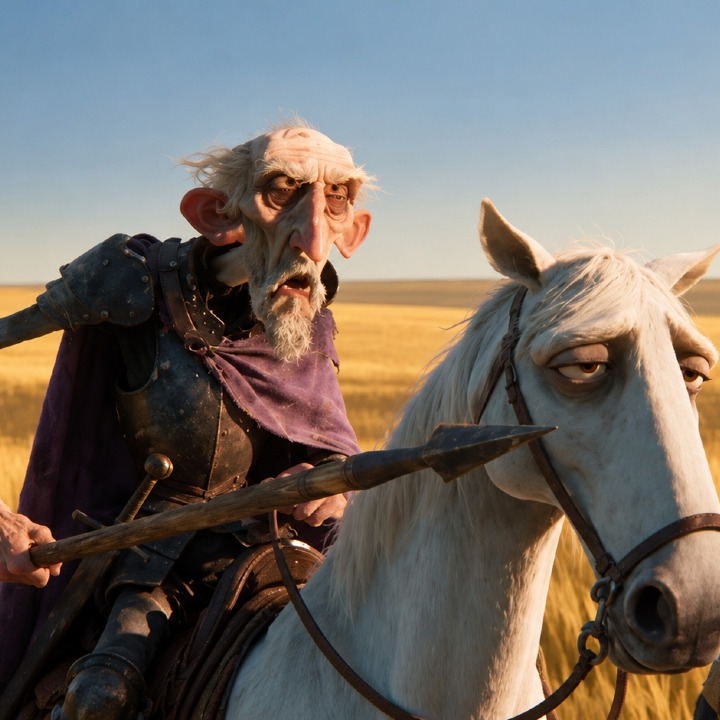 Una escena del corto con Don Quijote y Sancho