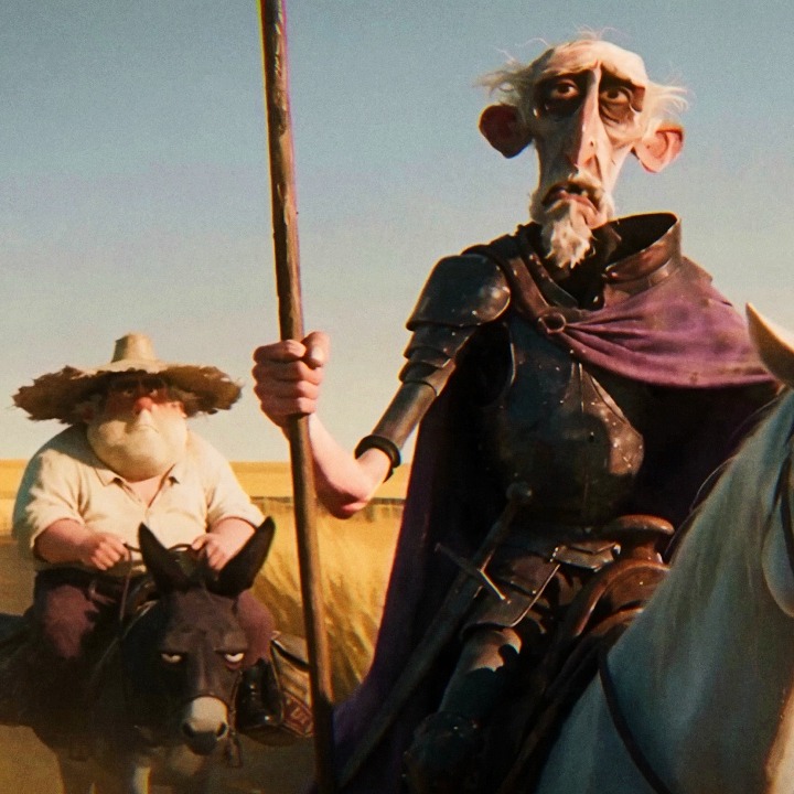 Una escena del corto con Don Quijote y Sancho