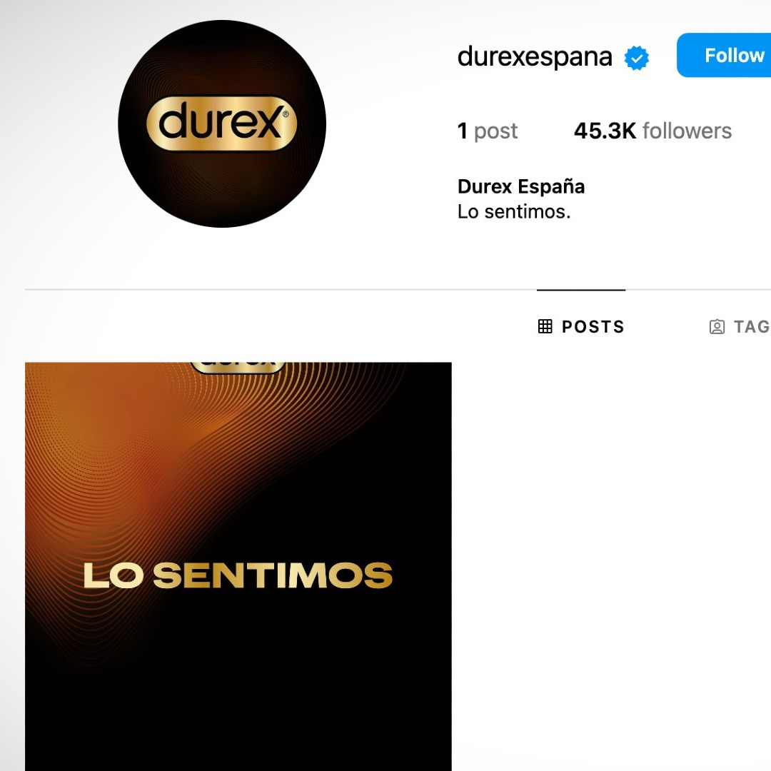 Imagen del perfil de Instagram de Durex España