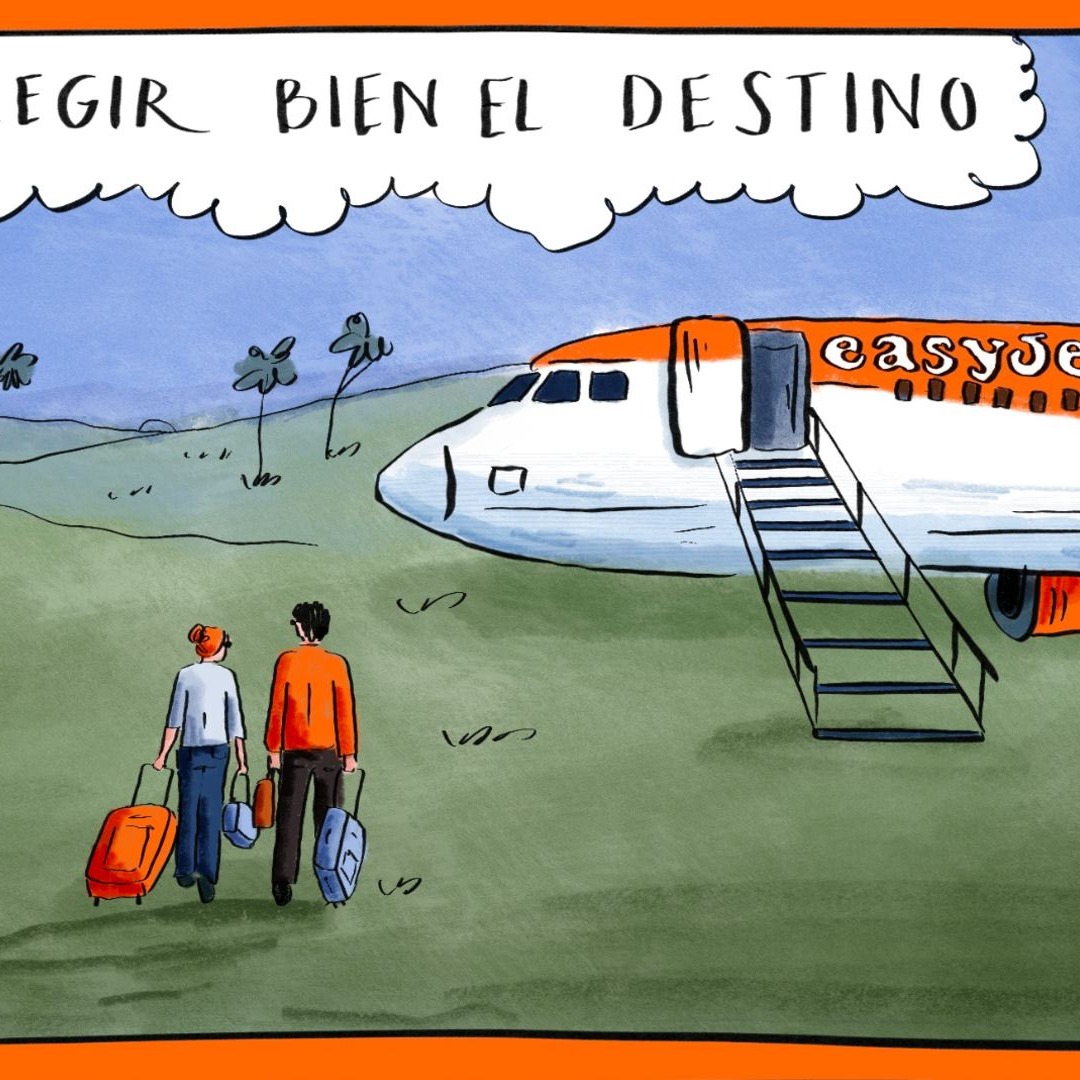 Viñeta de un cómic de EasyJet