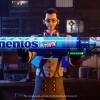 Personaje de Fortnite sujetando un arma con forma de botella de refresco