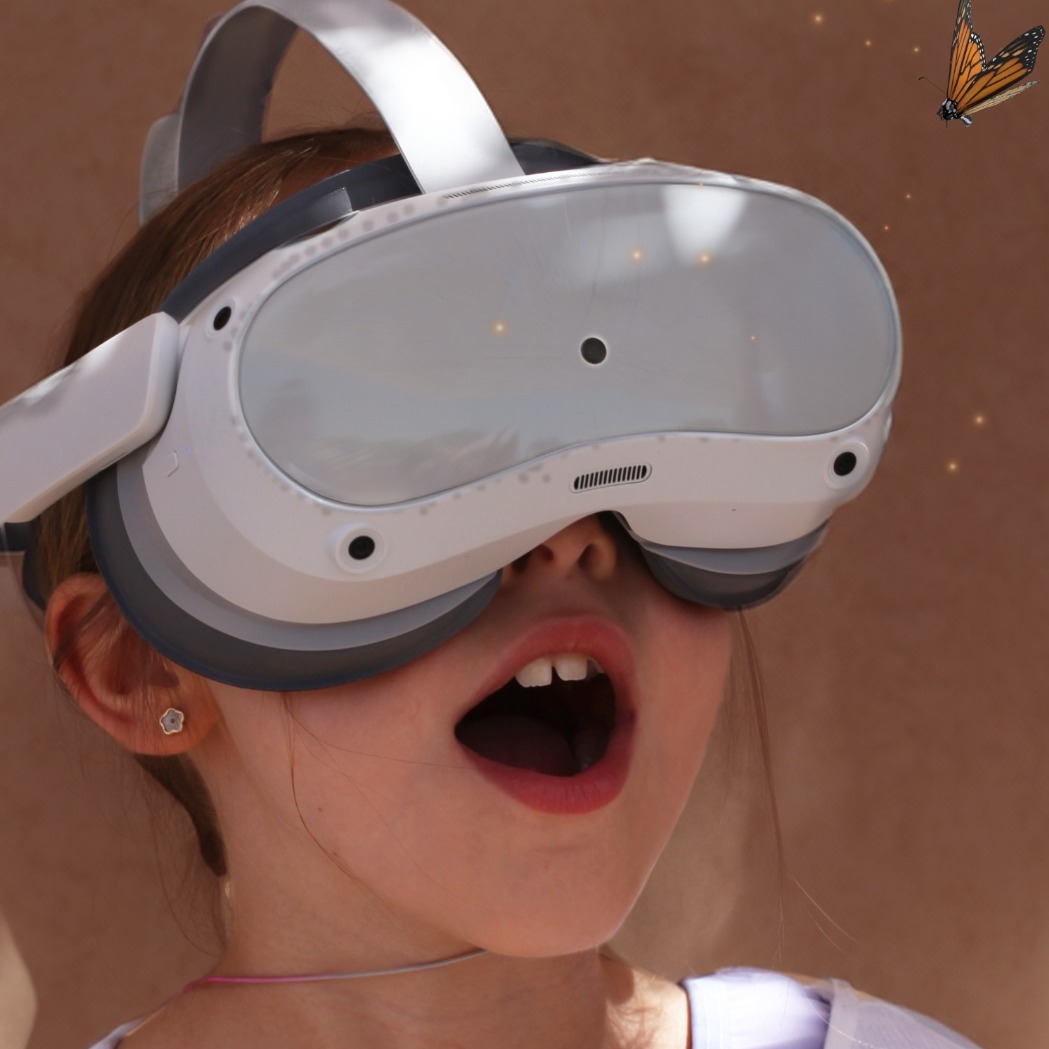 uns niña con gafas de realidad virtual puestas