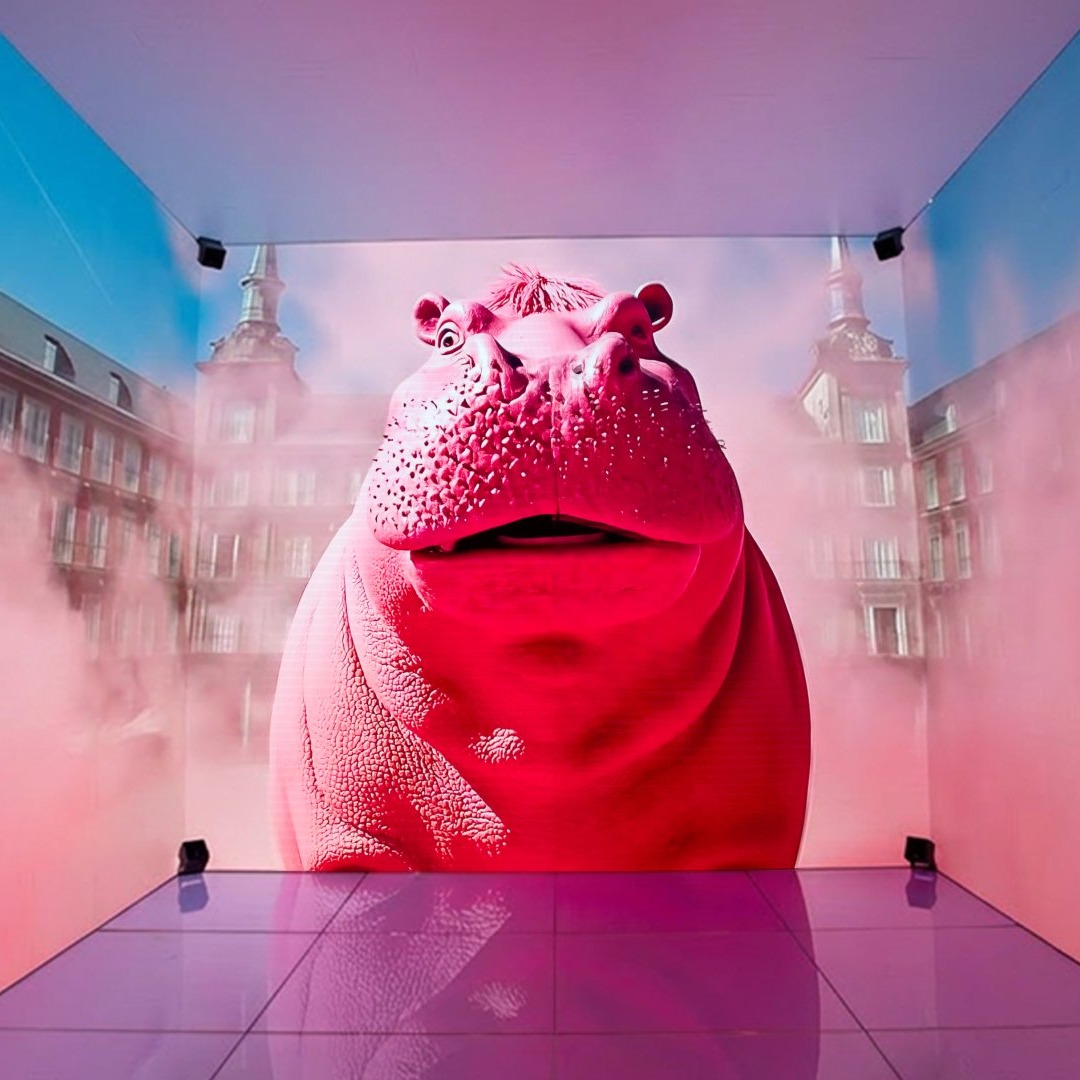 Imagen de hipopotamo rosa creada con IA