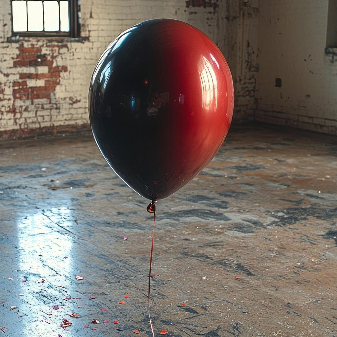 Un globo en un edificio abandonado