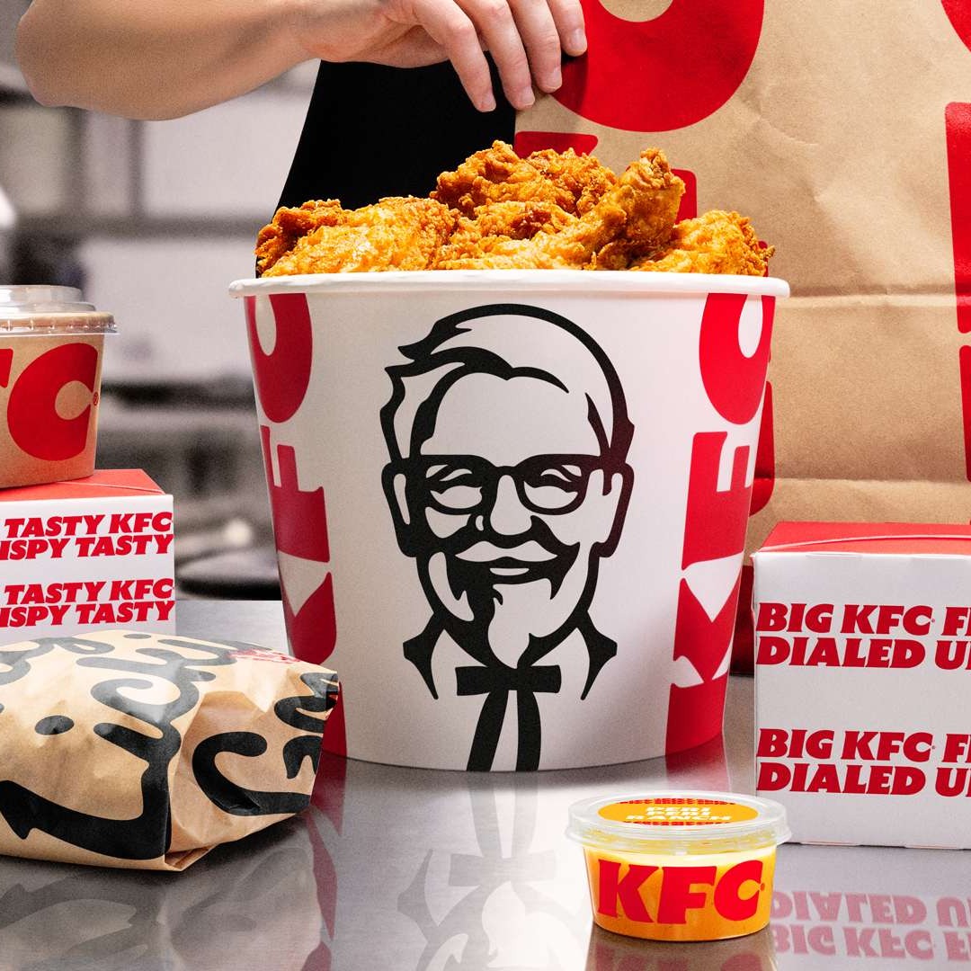 Productos de KFC con la nueva identidad visual