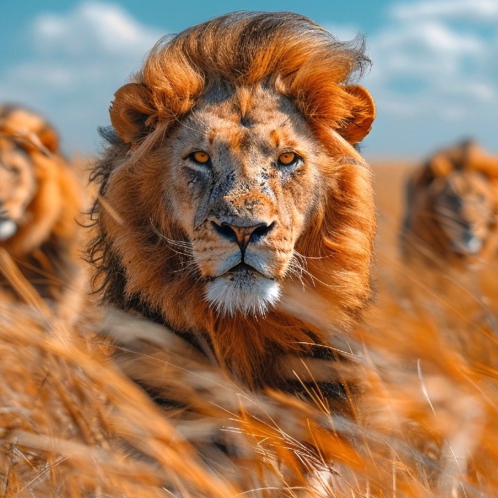 leones animales en la sabana