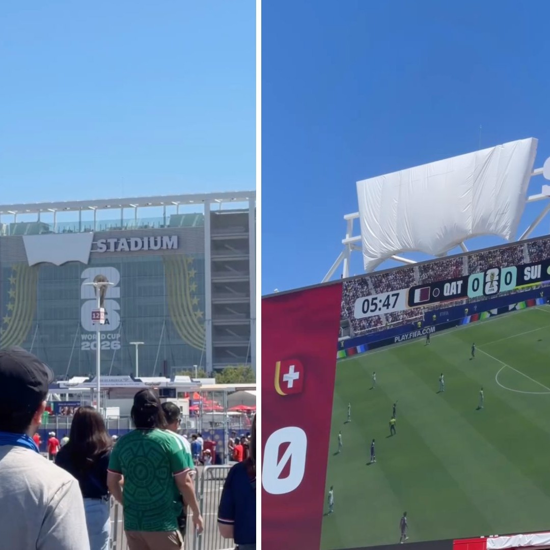Logotipo de Levi's cubierto en estadio de fútbol