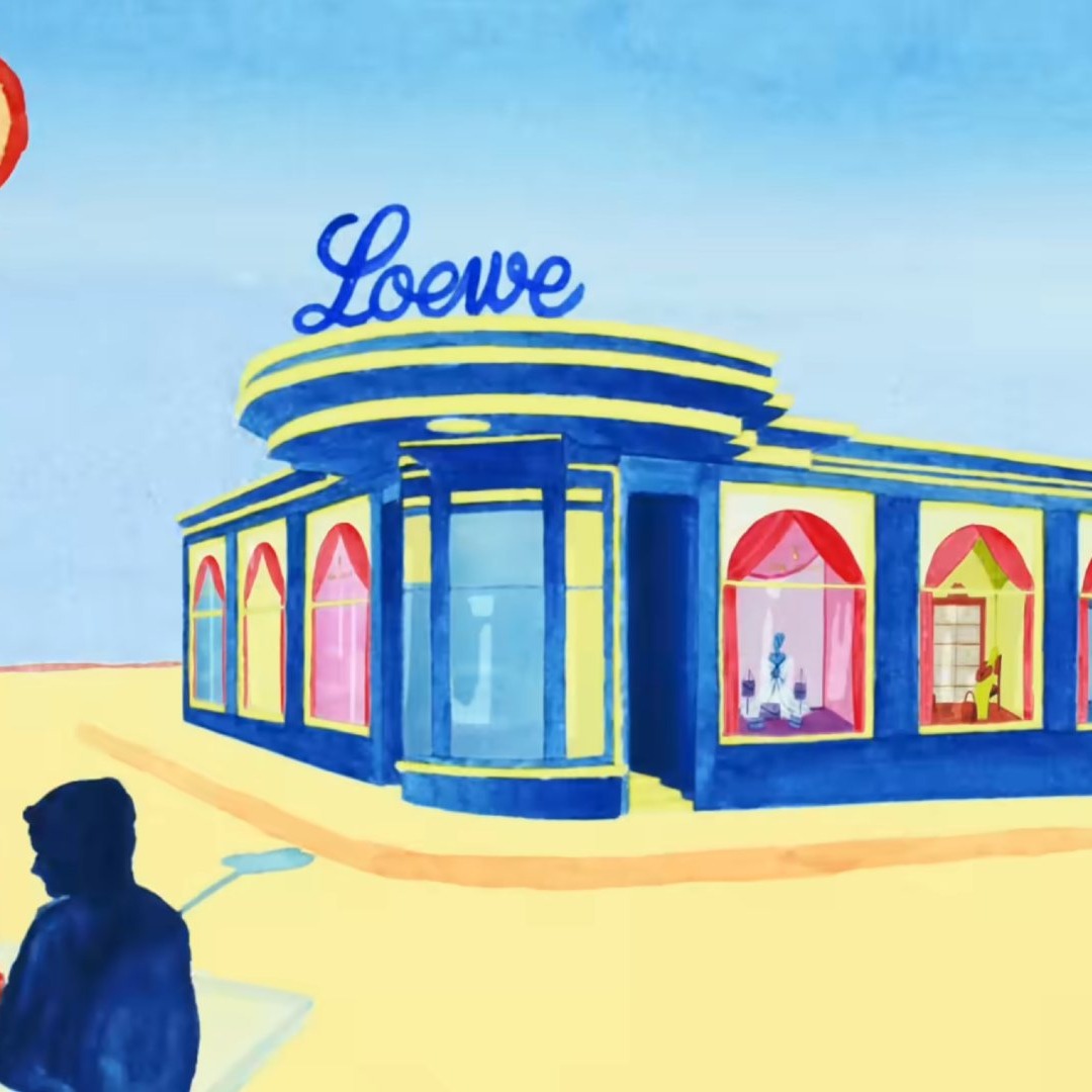 Antigua tienda de Loewe pintada en acuarela