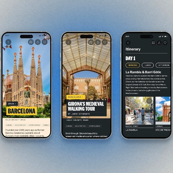 Varios teléfonos que muestran la interfaz de la aplicación