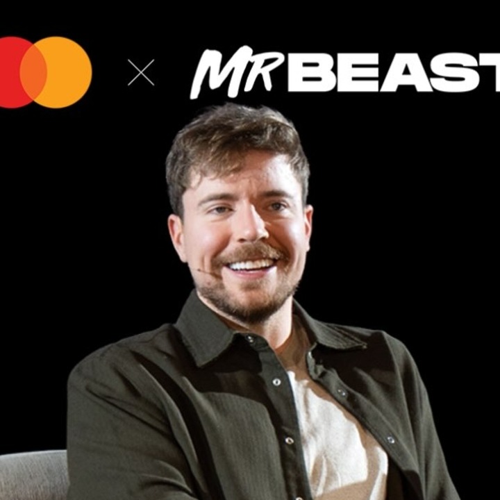 Mr beast junto al logotipo de Mastercard
