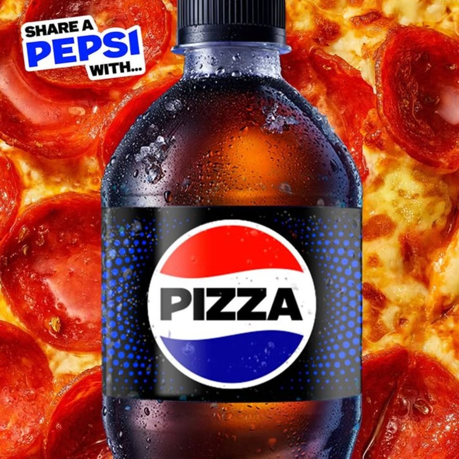 Botellas de pepsi con nombres de comidas
