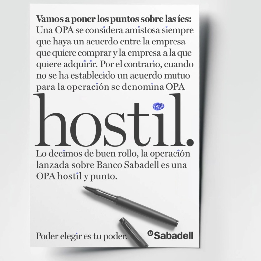 Gráficas de la campaña de Sabadell contra la OPA hostil de BBVA