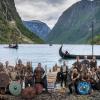 La Selección de Fútbol de Noruega vestidos como vikingos