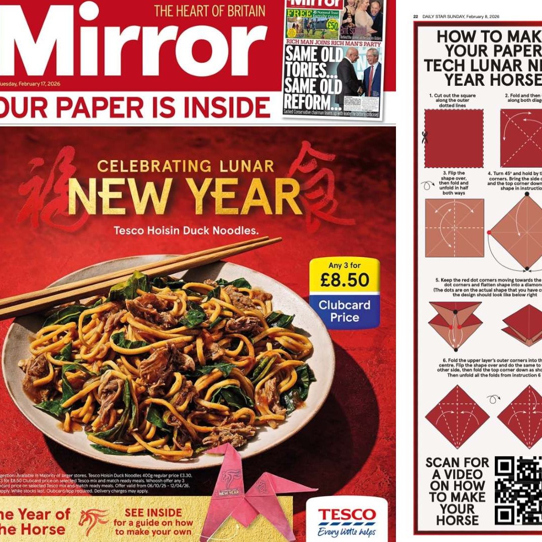 Portada del periódico The Mirror patrocinada por Tesco