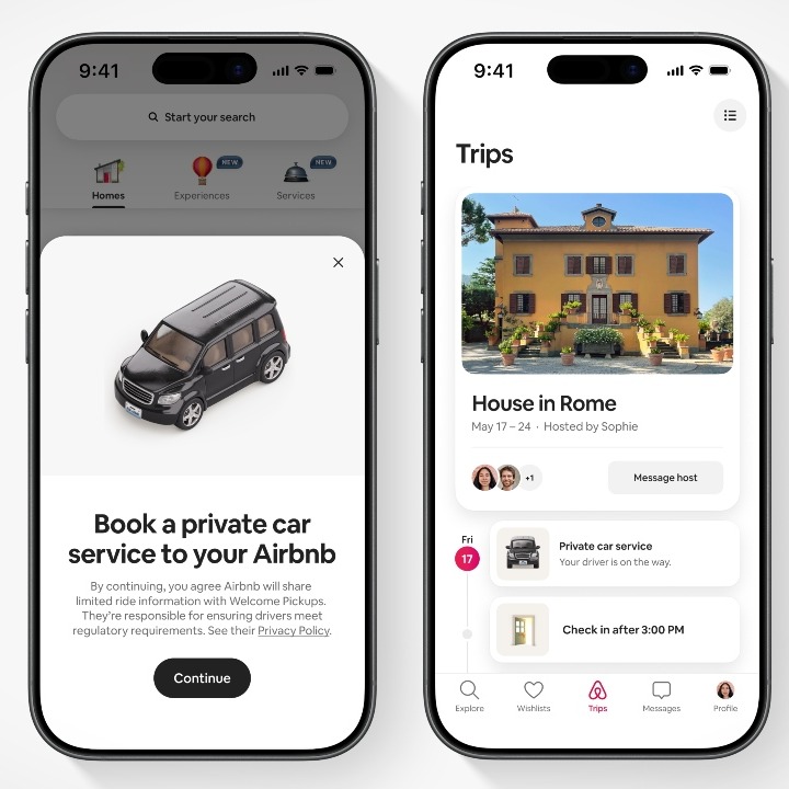 La interfaz de reserva de transporte privado sobre un smartphone
