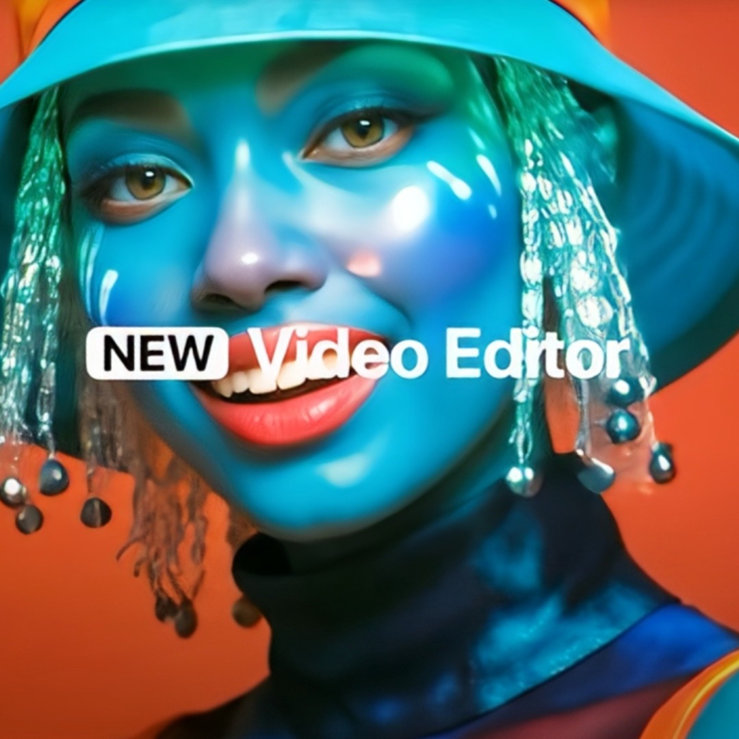 Mujer joven de piel azul generada con inteligencia artificial