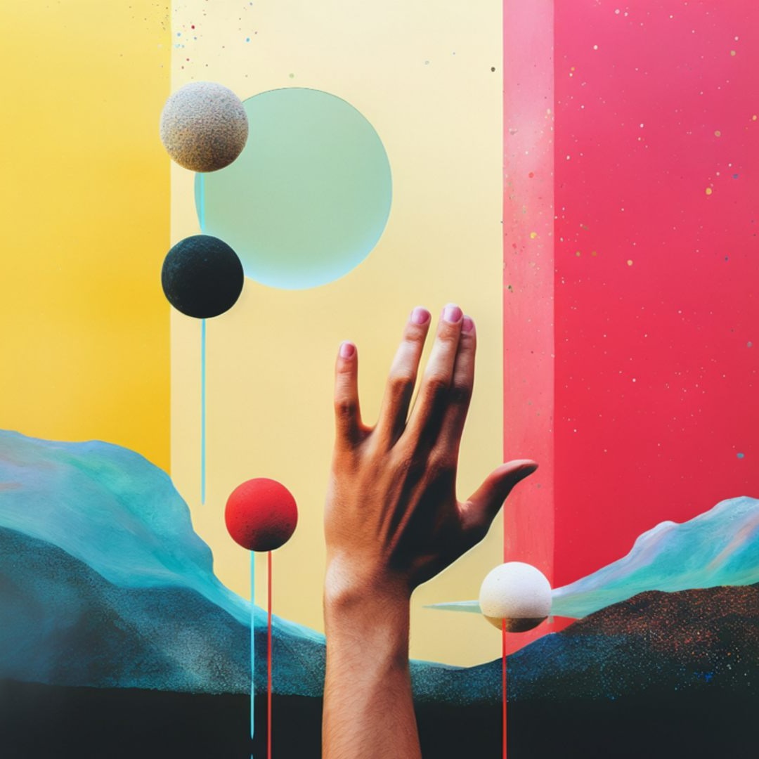 Una mano sobre fondo abstracto