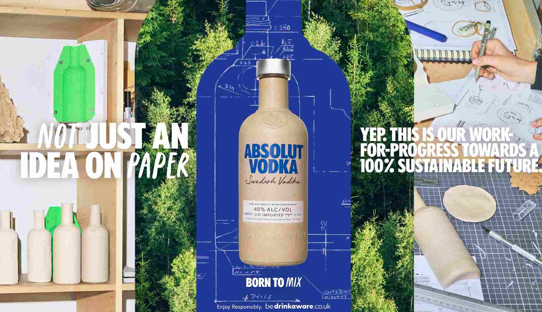 Absolut probará la comercialización de su vodka en botellas de papel en Reino Unido