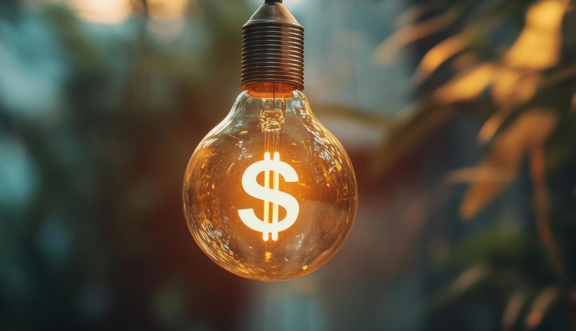 Bombilla con símbolo del dólar