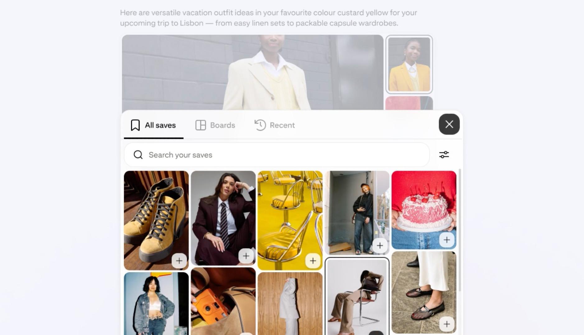 Interfaz de Ask Pinterest