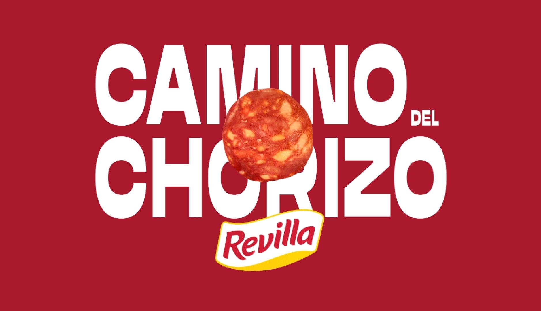 Una rodaja de chorizo junto al texto "Camino del chorizo" y el logo de Revilla