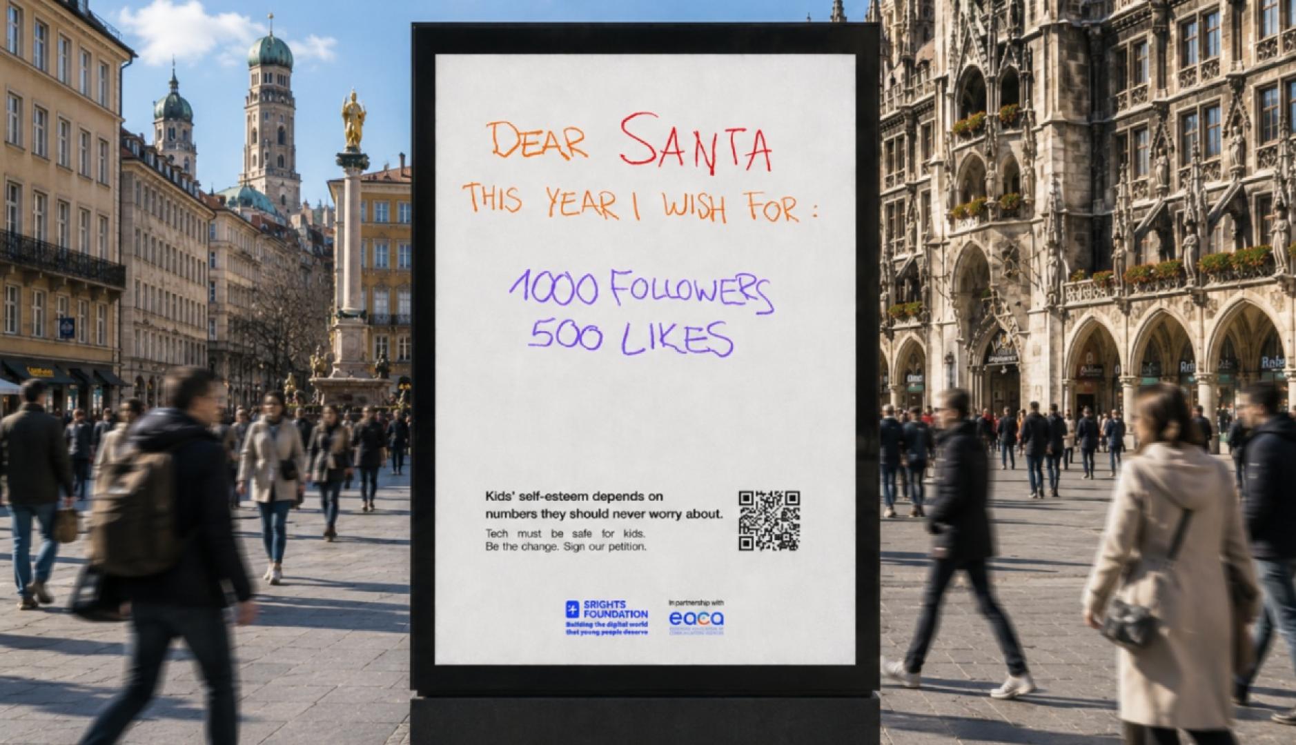 Uno de los carteles de la campaña en un mupi de una ciudad europea