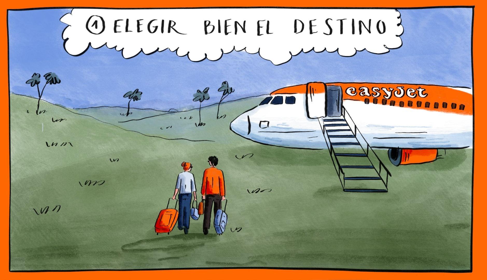 Viñeta de un cómic de EasyJet