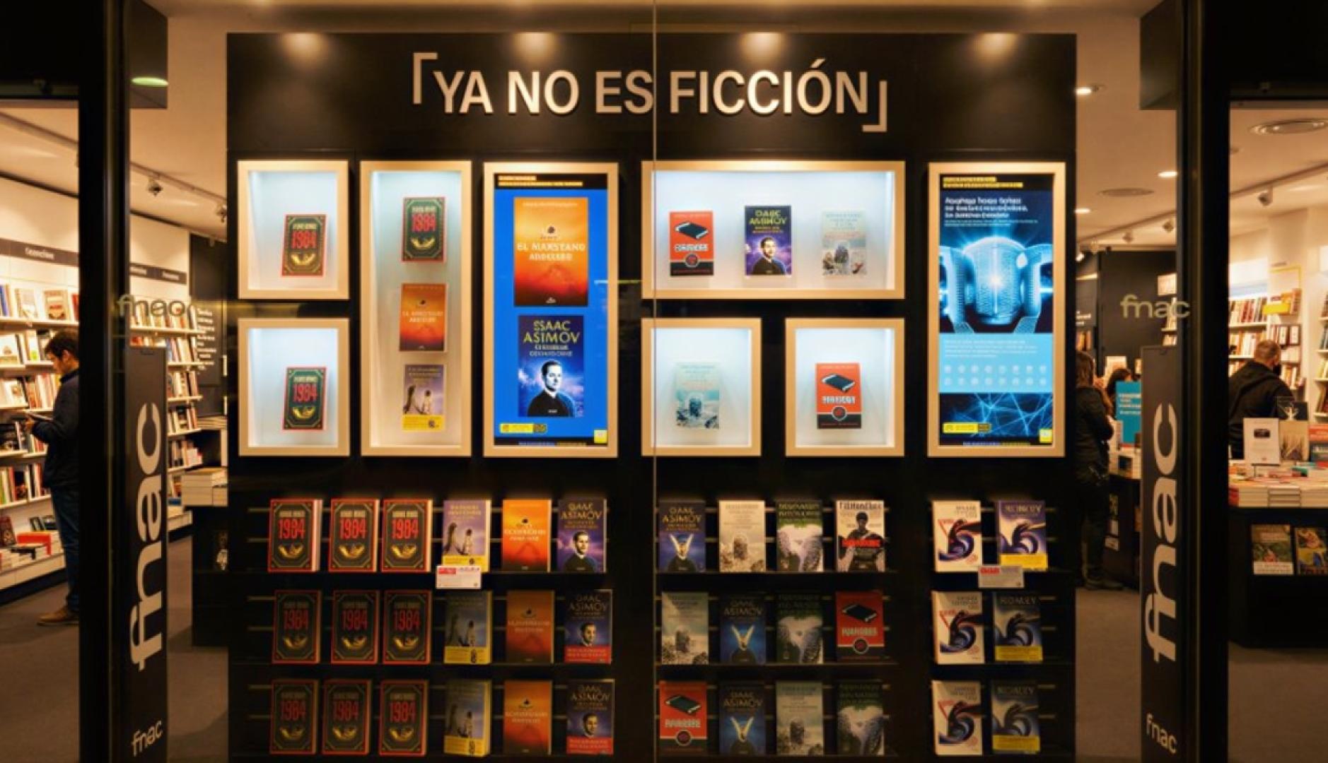 Sección de libros expuestos en una tienda Fnac