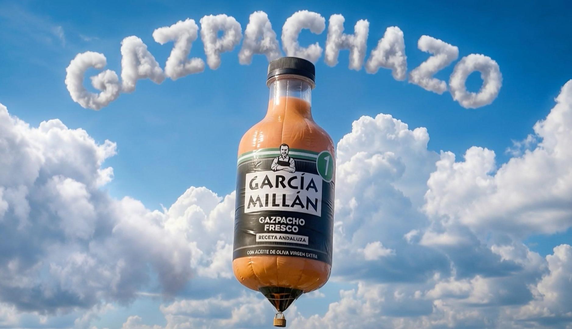 Globo aerostático con forma de botella de gazpacho García Millán