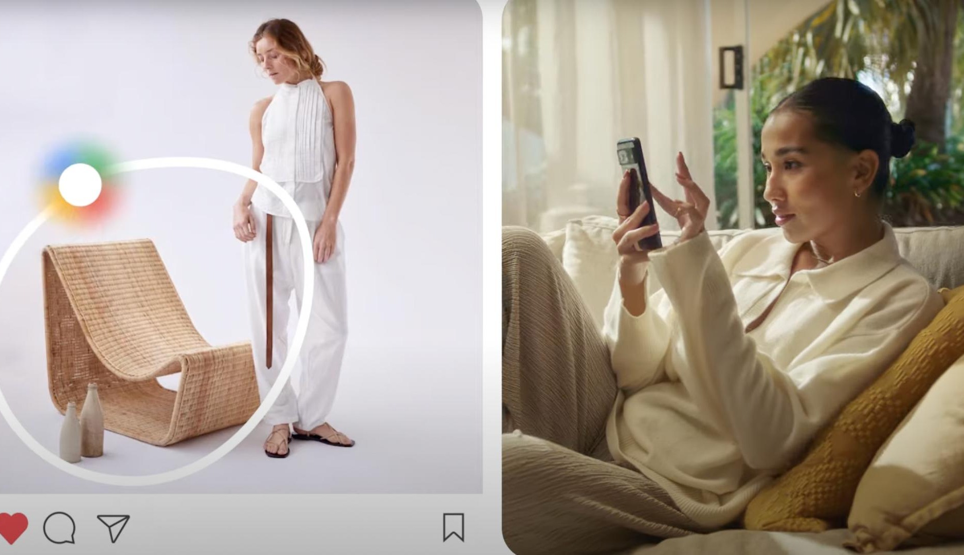 Una chica busca una silla en internet desde su móvil