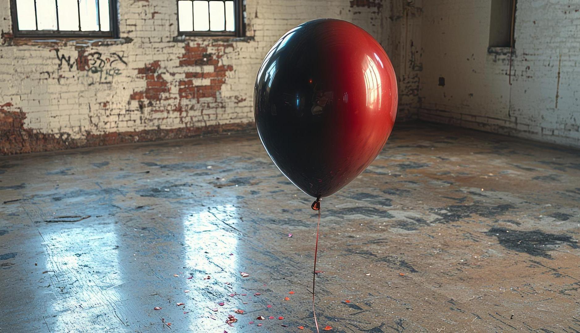 Un globo en un edificio abandonado