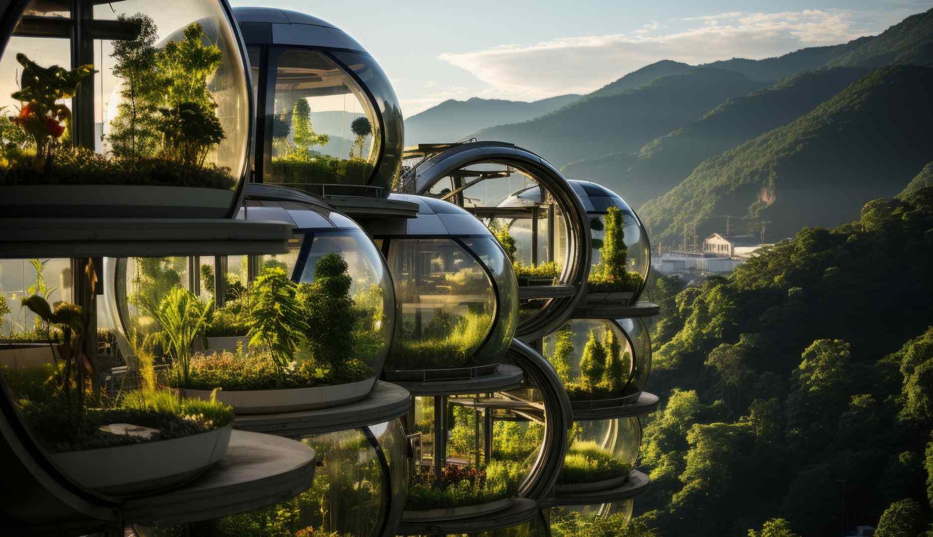 Representación de casas futuristas