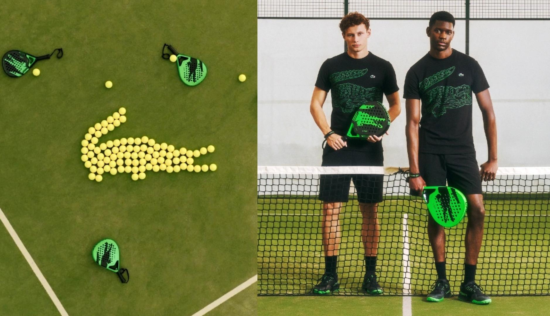 Dos jugadores de pádel con las palas de Lacoste