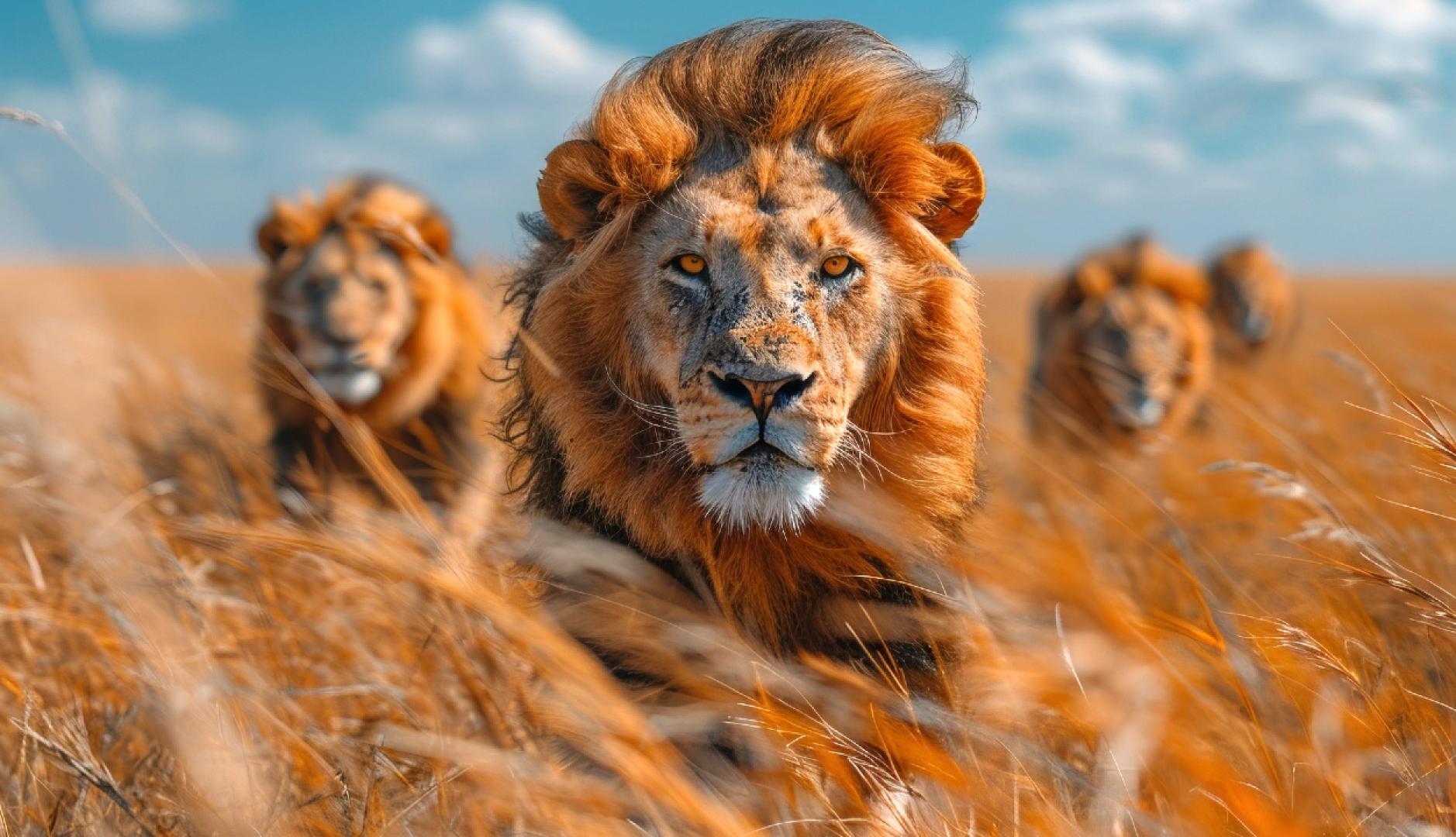 leones animales en la sabana