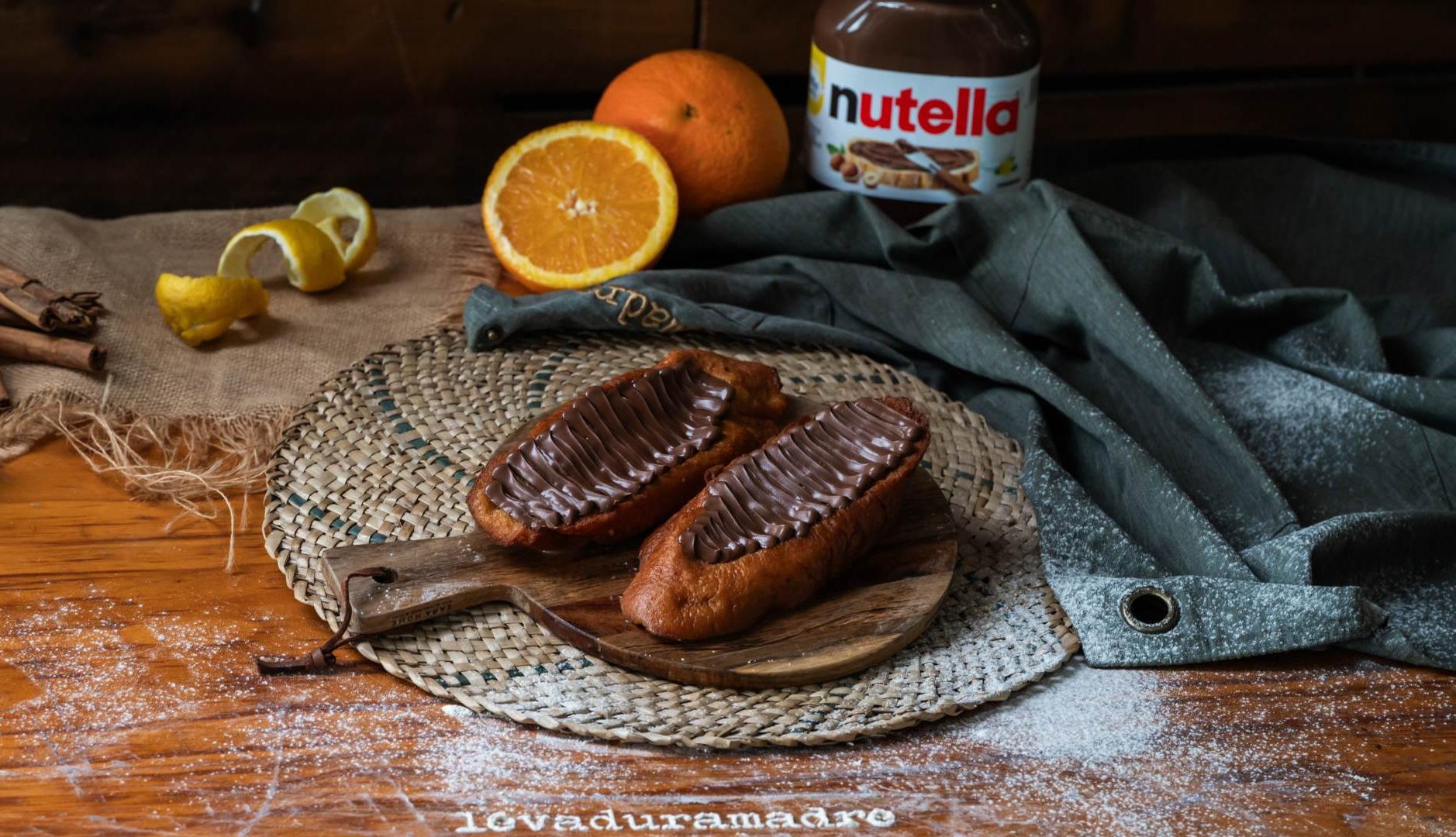 Torrija de Levaduramadre con Nutella y un bote de Nutella