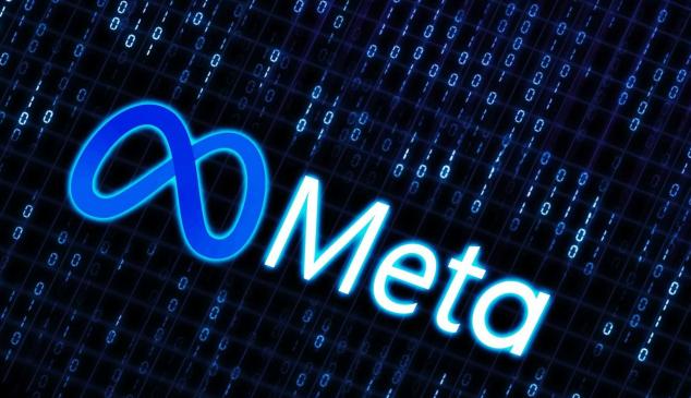 Logotipo de Meta sobre fondo de metadatos
