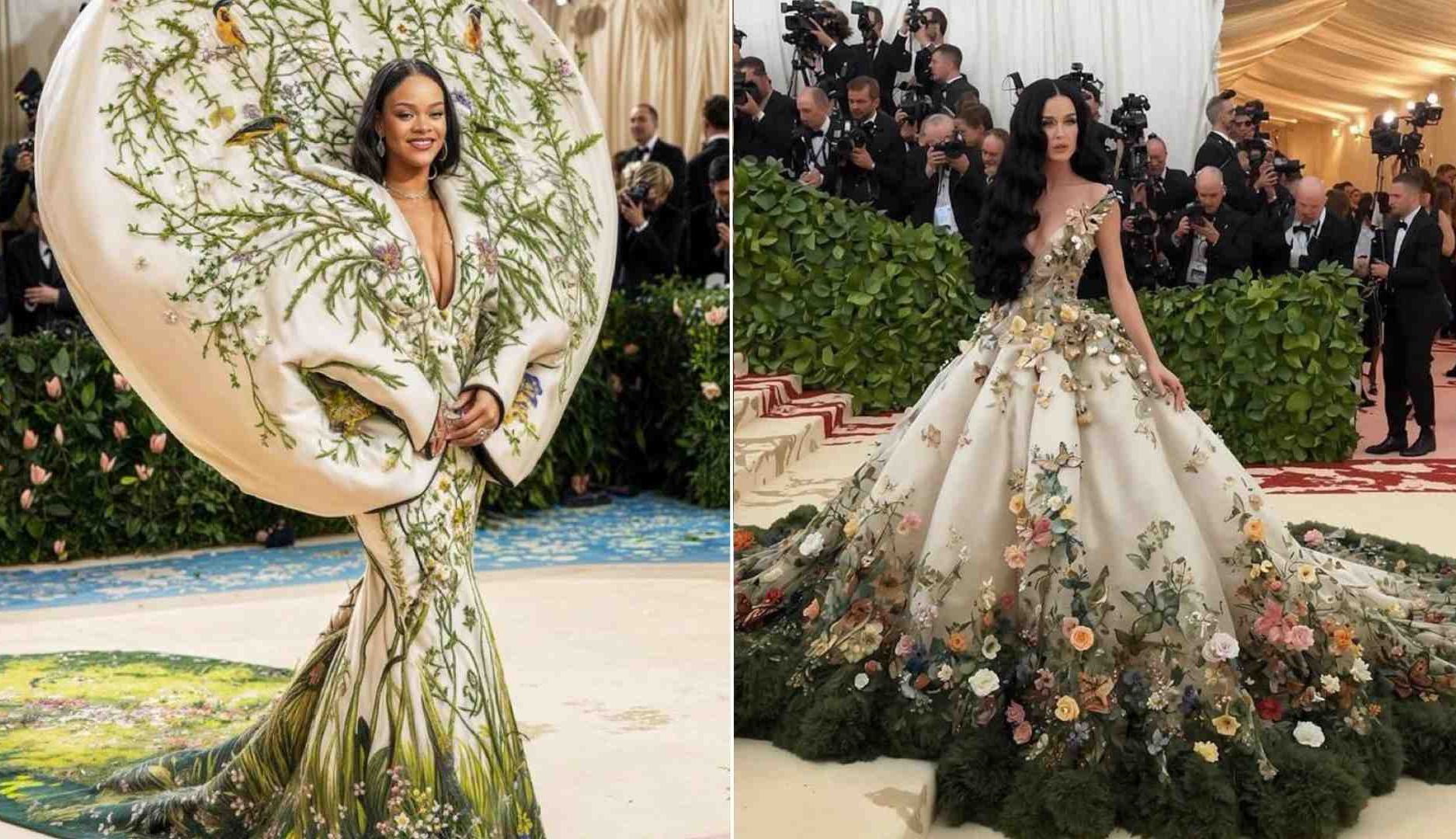 Atuendos de Katy Perry y Rihanna generados por inteligencia artificial