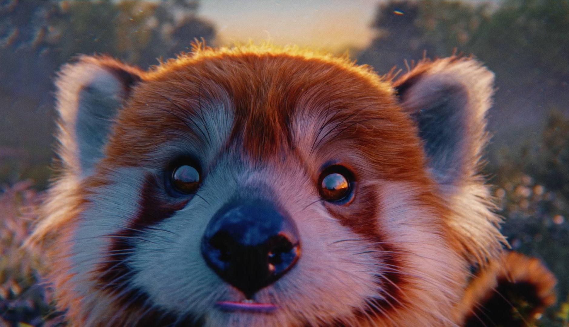 Primer plano de un panda rojo creado con IA