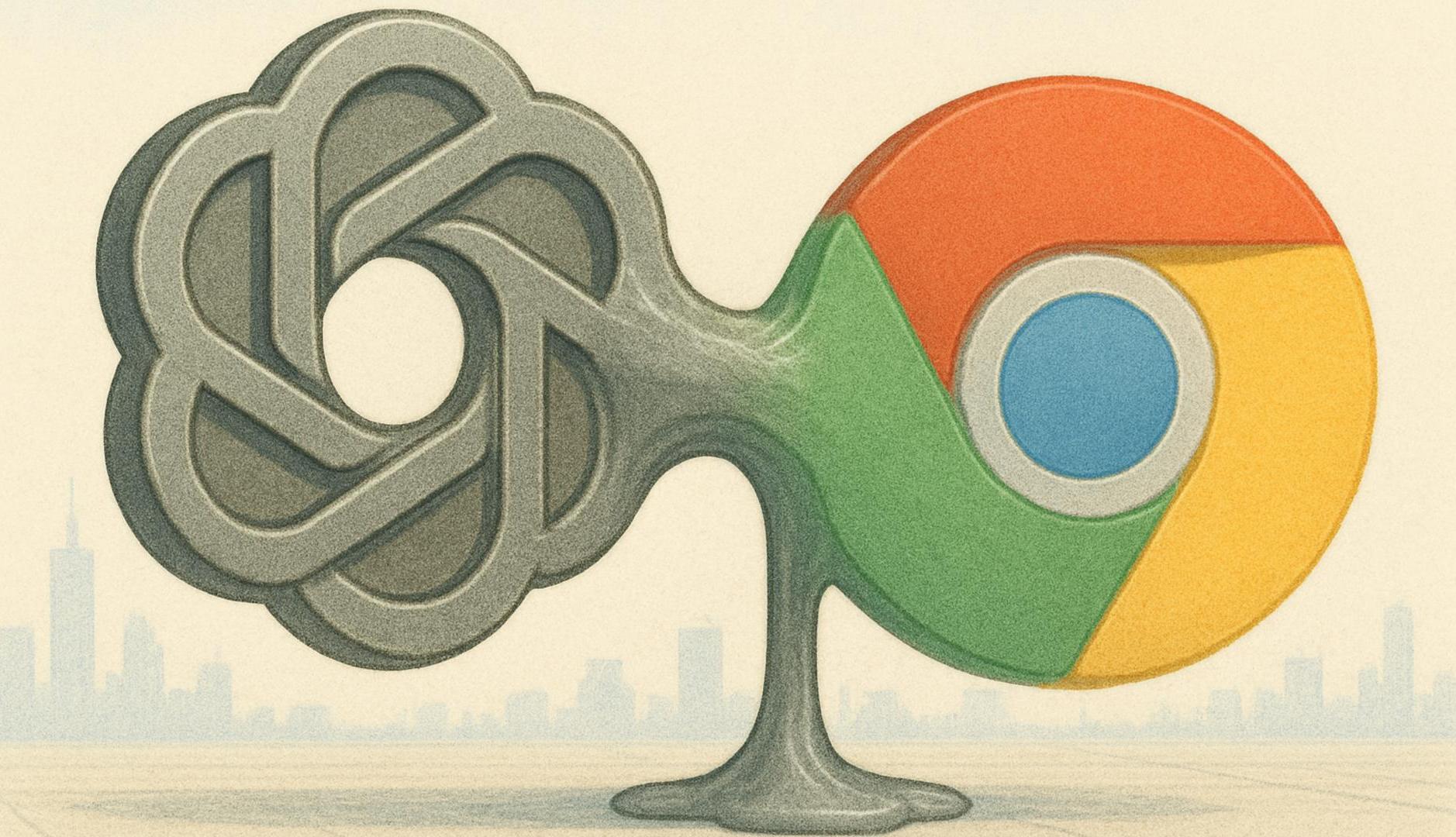 Logotipos ilustrados de OpenAI y Chrome
