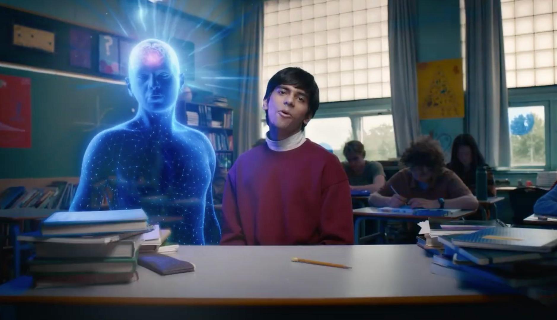 Un joven canta junto a un meme